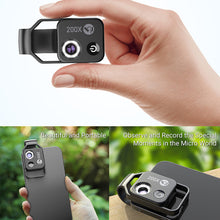 Load image into Gallery viewer, APEXEL 200X magnification microscope lens withCPL mobile LED Light micro pocket macro lenses for iPhone Samsung all smartphones