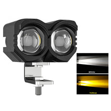 Load image into Gallery viewer, Universal Motorcycle LED Headlight Projector Lens Dual Color ATV Scooter Driving for Cafe Racer Light Auxiliary Spotlight Lamp 8000LM 20W
