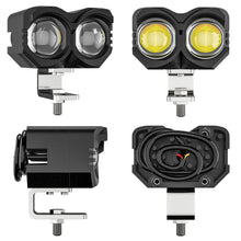 Load image into Gallery viewer, Universal Motorcycle LED Headlight Projector Lens Dual Color ATV Scooter Driving for Cafe Racer Light Auxiliary Spotlight Lamp 8000LM 20W