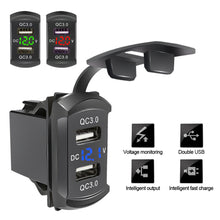 Load image into Gallery viewer, Universal LED Car Charger Dual QC3.0 USB Switch Charger Socket Phone Charge Power Adapter for Boat UTV ATV