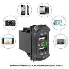 Load image into Gallery viewer, Universal LED Car Charger Dual QC3.0 USB Switch Charger Socket Phone Charge Power Adapter for Boat UTV ATV