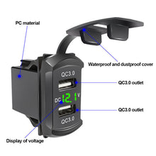 Load image into Gallery viewer, Universal LED Car Charger Dual QC3.0 USB Switch Charger Socket Phone Charge Power Adapter for Boat UTV ATV