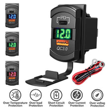 Load image into Gallery viewer, Universal LED Car Charger QC3.0 USB Switch Charger Socket PD Phone Charge Power Adapter for Boat UTV ATV