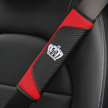 Load image into Gallery viewer, Car Seat Belt Shoulder Cover Seat Belt Pad Car Styling Interior Seat Belt Cover Accessories Carbon Fiber Leather Crystal Crown