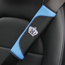 Load image into Gallery viewer, Car Seat Belt Shoulder Cover Seat Belt Pad Car Styling Interior Seat Belt Cover Accessories Carbon Fiber Leather Crystal Crown