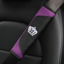 Load image into Gallery viewer, Car Seat Belt Shoulder Cover Seat Belt Pad Car Styling Interior Seat Belt Cover Accessories Carbon Fiber Leather Crystal Crown