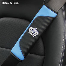 Load image into Gallery viewer, Car Seat Belt Shoulder Cover Seat Belt Pad Car Styling Interior Seat Belt Cover Accessories Carbon Fiber Leather Crystal Crown