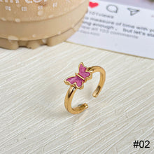 Load image into Gallery viewer, Vintage Creativity Oil Dripping Butterfly Ring Simple Opening Adjustable Ring Women Alloy Ring Jewelry