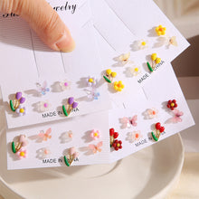 Load image into Gallery viewer, 8pcs/set Colorful Fruit Butterfly Flower Earrings Fashion Creative Ear Studs Earrings Jewelry for Women