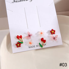 Load image into Gallery viewer, 8pcs/set Colorful Fruit Butterfly Flower Earrings Fashion Creative Ear Studs Earrings Jewelry for Women