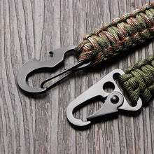 Load image into Gallery viewer, Multi function Outdoor Keychain Ring Camping Carabiner Military Paracord Cord Rope Camping Survival Kit Emergency Knot Bottle Opener Tools