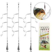 Load image into Gallery viewer, 3Bags/lot High Carbon Steel Fishing Hooks with 5 Small Hooks Rigs Swivel Fishing Lures Pesca Lure String Hooks 3#-13#