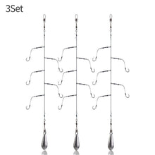 Load image into Gallery viewer, 3Bags/lot High Carbon Steel Fishing Hooks with 5 Small Hooks Rigs Swivel Fishing Lures Pesca Lure String Hooks 3#-13#