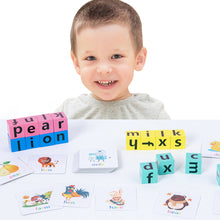 Load image into Gallery viewer, Letter Spelling Block Fun Game English Words Flash Cards Early Learning Educational Puzzle for Baby Montessori Wood Toy