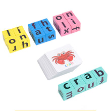 Load image into Gallery viewer, Letter Spelling Block Fun Game English Words Flash Cards Early Learning Educational Puzzle for Baby Montessori Wood Toy