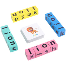 Load image into Gallery viewer, Letter Spelling Block Fun Game English Words Flash Cards Early Learning Educational Puzzle for Baby Montessori Wood Toy