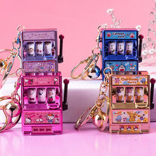 Load image into Gallery viewer, Lucky Jackpot Mini Cartoon Slot Machine Fun Birthday Keychain Coin Operated Games Gambling Machine Kids Gift
