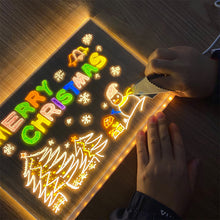 Load image into Gallery viewer, Erasable Transparent Luminous Acrylic Notepad Home Tips Message Board with Brackets Stall Small Blackboard Whiteboard Writing Board