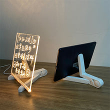 Load image into Gallery viewer, Erasable Transparent Luminous Acrylic Notepad Home Tips Message Board with Brackets Stall Small Blackboard Whiteboard Writing Board
