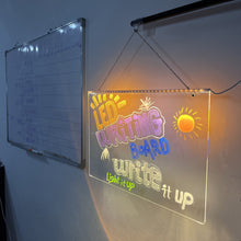 Load image into Gallery viewer, Erasable Transparent Luminous Acrylic Notepad Home Tips Message Board with Brackets Stall Small Blackboard Whiteboard Writing Board