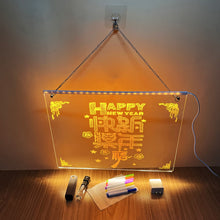 Load image into Gallery viewer, Erasable Transparent Luminous Acrylic Notepad Home Tips Message Board with Brackets Stall Small Blackboard Whiteboard Writing Board