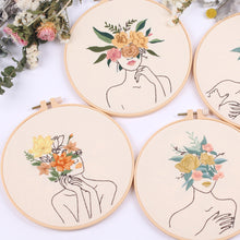 Load image into Gallery viewer, Flowers DIY Embroidery Kit Body Art Kit Starter Beginners Kids Handcraft Needlework Cross Stitch Kit Cotton Embroidery Painting Embroidery Hoop Home Decor