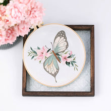 Load image into Gallery viewer, DIY Embroidery Kit Butterfly Kit Starter Beginners Kids Handcraft Needlework Cross Stitch Kit Cotton Embroidery Painting Embroidery Hoop Home Decor