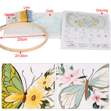 Load image into Gallery viewer, DIY Embroidery Kit Butterfly Kit Starter Beginners Kids Handcraft Needlework Cross Stitch Kit Cotton Embroidery Painting Embroidery Hoop Home Decor