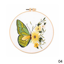 Load image into Gallery viewer, DIY Embroidery Kit Butterfly Kit Starter Beginners Kids Handcraft Needlework Cross Stitch Kit Cotton Embroidery Painting Embroidery Hoop Home Decor