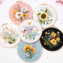 Load image into Gallery viewer, DIY Embroidery Kit Flowers Plants Kit Starter Beginners Kids Handcraft Needlework Cross Stitch Kit Cotton Embroidery Painting Embroidery Hoop Home Decor