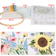 Load image into Gallery viewer, DIY Embroidery Kit Flowers Plants Kit Starter Beginners Kids Handcraft Needlework Cross Stitch Kit Cotton Embroidery Painting Embroidery Hoop Home Decor