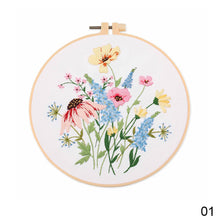 Load image into Gallery viewer, DIY Embroidery Kit Flowers Plants Kit Starter Beginners Kids Handcraft Needlework Cross Stitch Kit Cotton Embroidery Painting Embroidery Hoop Home Decor