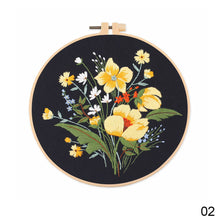 Load image into Gallery viewer, DIY Embroidery Kit Flowers Plants Kit Starter Beginners Kids Handcraft Needlework Cross Stitch Kit Cotton Embroidery Painting Embroidery Hoop Home Decor