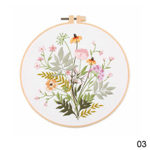 Load image into Gallery viewer, DIY Embroidery Kit Flowers Plants Kit Starter Beginners Kids Handcraft Needlework Cross Stitch Kit Cotton Embroidery Painting Embroidery Hoop Home Decor