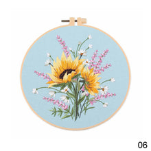Load image into Gallery viewer, DIY Embroidery Kit Flowers Plants Kit Starter Beginners Kids Handcraft Needlework Cross Stitch Kit Cotton Embroidery Painting Embroidery Hoop Home Decor
