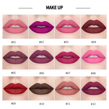 Load image into Gallery viewer, Waterproof Sexy Nude Red Brown Purple Lipgloss Matte Lip Gloss Velvety Lipstick Matte Makeup Long Lasting Women Cosmetic