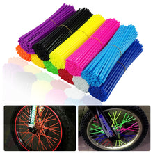 Load image into Gallery viewer, 72Pcs Universal Motorcycle Dirt Bike Wheel Rim Cover Spoke Skins Wrap Tubes Warning Safety Decor Protector for Bicycles Moto