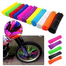 Load image into Gallery viewer, 72Pcs Universal Motorcycle Dirt Bike Wheel Rim Cover Spoke Skins Wrap Tubes Warning Safety Decor Protector for Bicycles Moto