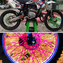 Load image into Gallery viewer, 72Pcs Universal Motorcycle Dirt Bike Wheel Rim Cover Spoke Skins Wrap Tubes Warning Safety Decor Protector for Bicycles Moto