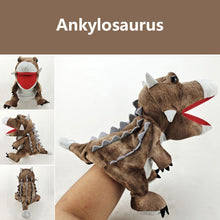 Load image into Gallery viewer, Dinosaur Plush Hand Puppet Toys Role Play Bedtime Story Props Kindergarten performance Lifelike Gloves 11 Style Triceratop Tyrannosaurus