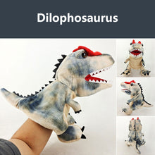 Load image into Gallery viewer, Dinosaur Plush Hand Puppet Toys Role Play Bedtime Story Props Kindergarten performance Lifelike Gloves 11 Style Triceratop Tyrannosaurus