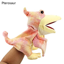 Load image into Gallery viewer, Dinosaur Plush Hand Puppet Toys Role Play Bedtime Story Props Kindergarten performance Lifelike Gloves 11 Style Triceratop Tyrannosaurus