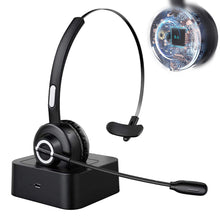 Load image into Gallery viewer, M97 5.0 Headset Wireless Over-Head CVC6.0 Noise Canceling Headphones with Microphone with charging base for Trucker/Driver