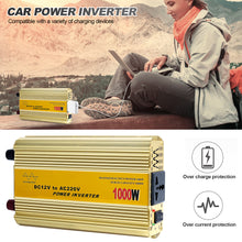 Load image into Gallery viewer, 1000W Car Pure Sinewave Inverter Sine Wave Power Inverter DC 12V To AC 220V Voltage Converter Car Micro Converter Transformer