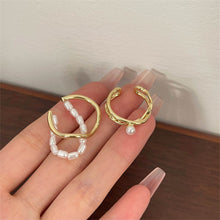 Load image into Gallery viewer, Fashion Simple Double-layer Pearl Opening Ring Niche Adjustable Alloy Ring Jewelry Accessory for Women