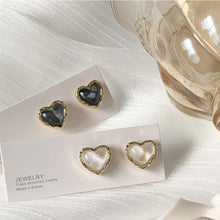 Load image into Gallery viewer, Gold Edged Peach Heart Earrings Small Delicate Simple Alloy Ear Studs Earrings Women Jewelry Accessories