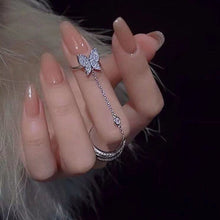 Load image into Gallery viewer, Niche Simple Butterfly Tassel Finger Ring Adjustable Shiny Ring Women Alloy Ring Jewelry Accessory