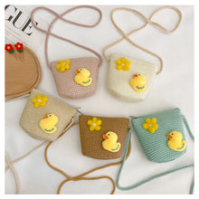 Load image into Gallery viewer, Children Fashion Woven Bag Shoulder Bag Messenger Bag Girls Boys Cute Cartoon Straw Woven Inclined Shoulder Bag