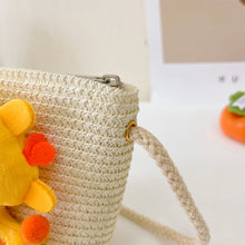 Load image into Gallery viewer, Children Fashion Woven Bag Shoulder Bag Messenger Bag Girls Boys Cute Cartoon Straw Woven Inclined Shoulder Bag