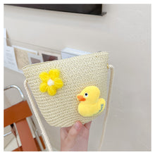 Load image into Gallery viewer, Children Fashion Woven Bag Shoulder Bag Messenger Bag Girls Boys Cute Cartoon Straw Woven Inclined Shoulder Bag